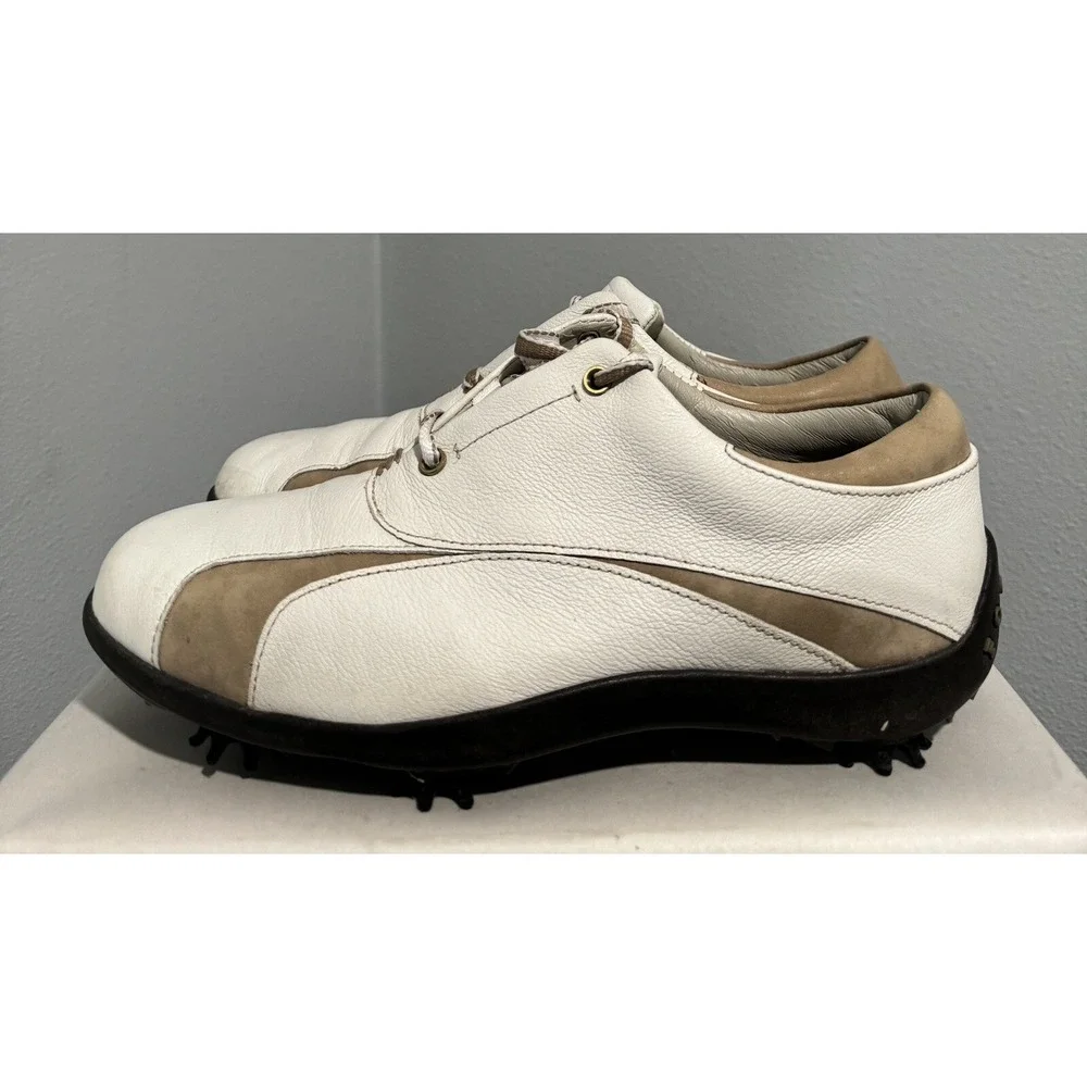 Women's Footjoy Golf Shoes Soft Spikes 97131 White Tan Size 7.5 M